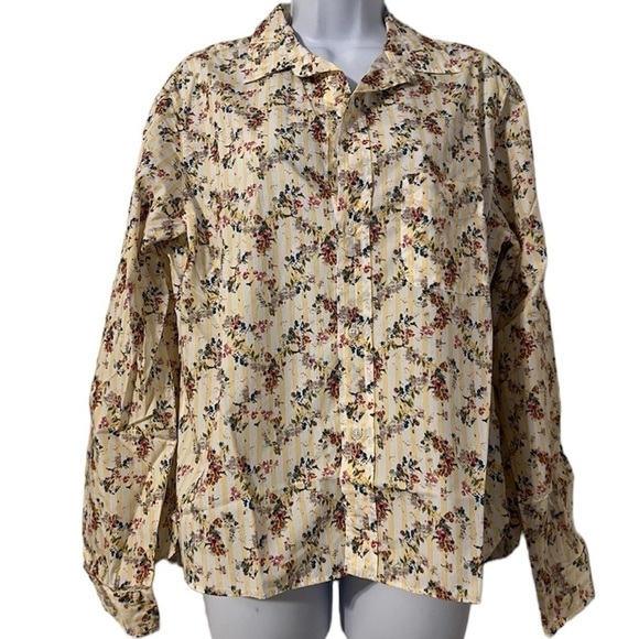 NEW Frank & Eileen Silvio Floral Stripe Untuckable Button Up Shirt Sz L Prairie - Picture 2 of 13